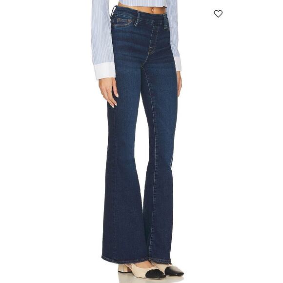 Good American Power Stretch Pull On Flare Denim Jeans Women’s Size M Indigo491 - Picture 2 of 10